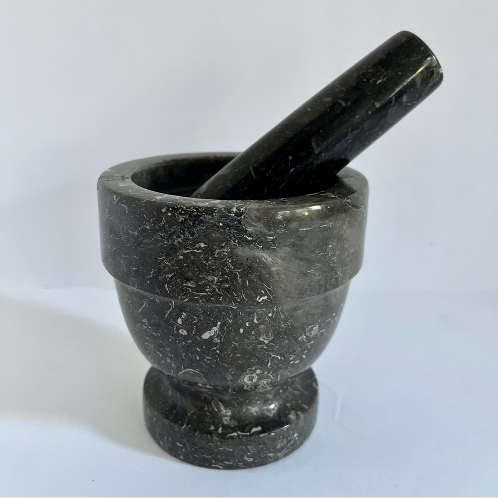 Mortar & Pestle Set-4" Gray Stone- Spice, Herb, Medicine Grinder